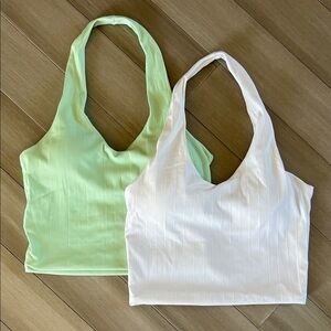 Klassy Network Mint Green and White Halter Crop Top Brami BUNDLE SET